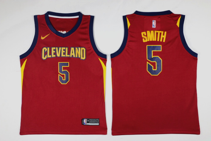 Men Cleveland Cavaliers 5 Smith Red Game Nike NBA Jerseys